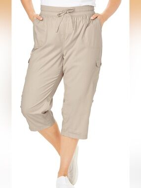 Plus Size Petite Convertible Length Cargo Capri/Bermuda - 12 WP 2373/bb6-1